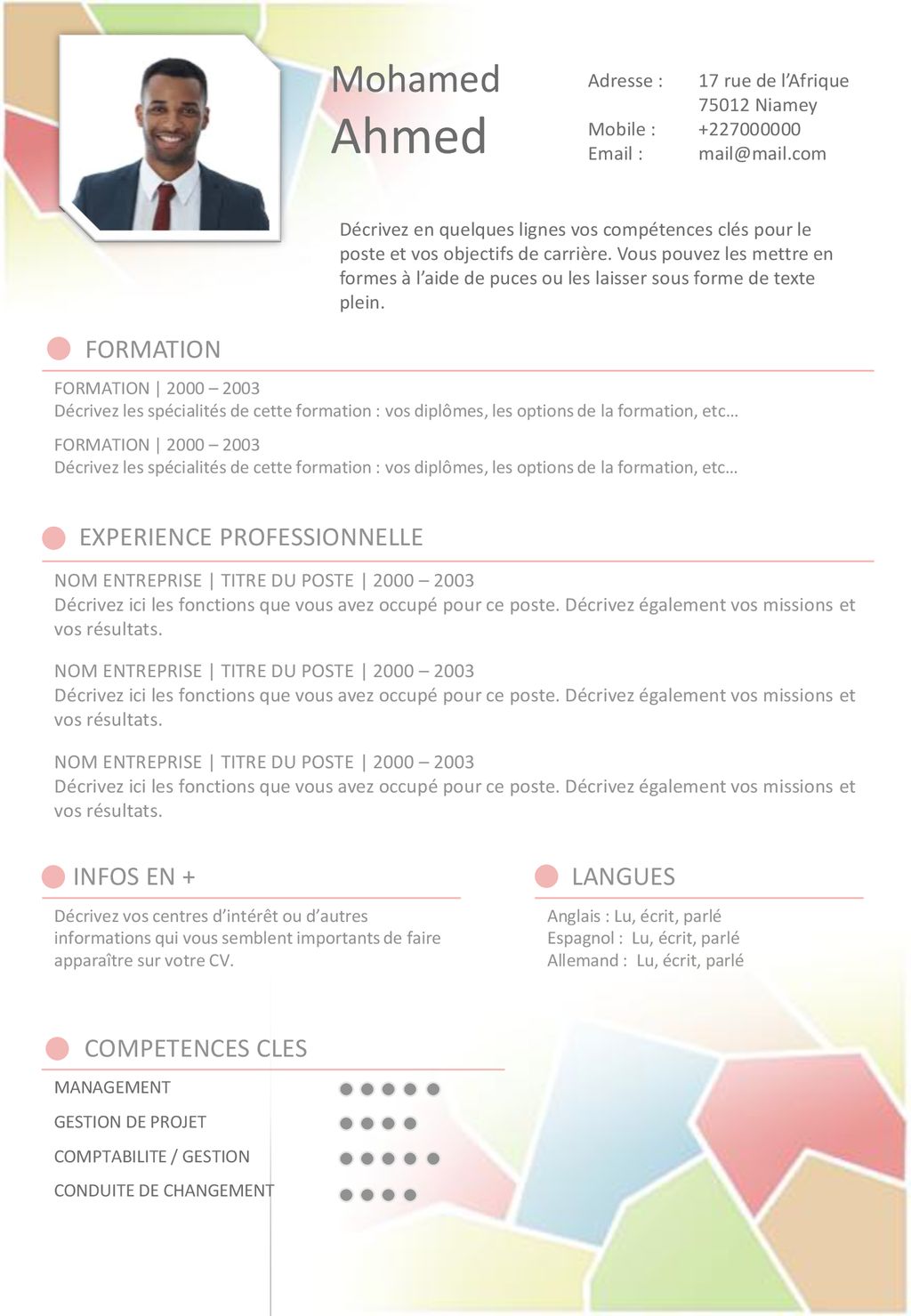 Ahmed Mohamed Formation Experience Professionnelle Infos En Langues